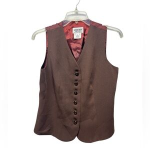 Vintage Studio Petite brown pinstripe button front suit vest size 6